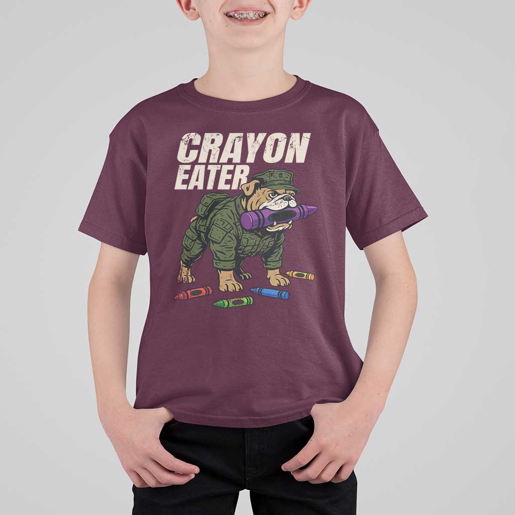 Crayon Eater T Shirt For Kid Funny Bulldog Military Corps Proud Soldier Family - Wonder Print Shop