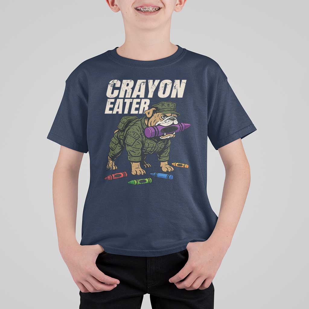 Crayon Eater T Shirt For Kid Funny Bulldog Military Corps Proud Soldier Family - Wonder Print Shop