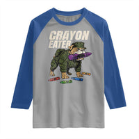 Crayon Eater Raglan Shirt Funny Bulldog Military Corps Proud Soldier Family - Wonder Print Shop