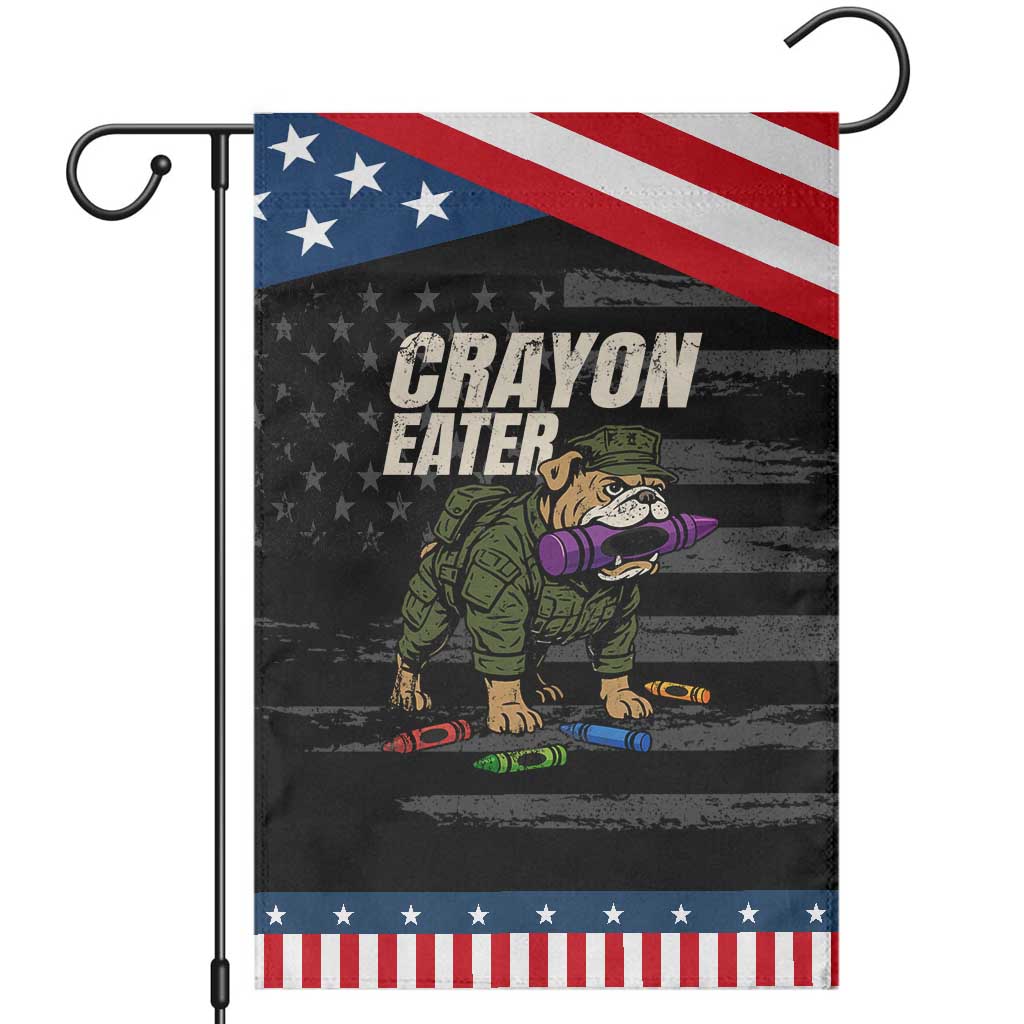 Crayon Eater Garden Flag Funny Bulldog Military Corps Proud Soldier Family
