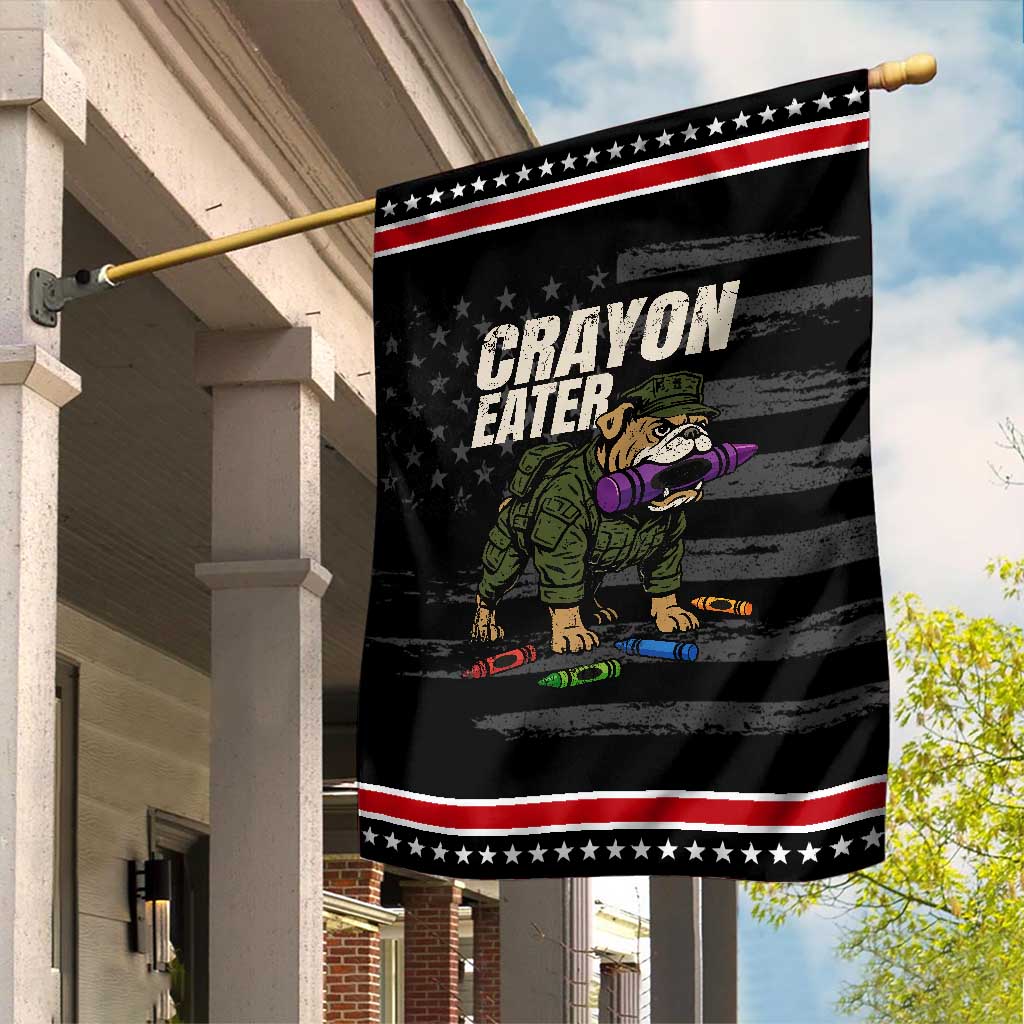 Crayon Eater Garden Flag Funny Bulldog Military Corps Proud Soldier Family