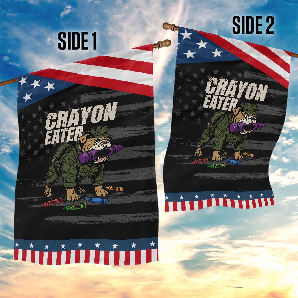 Crayon Eater Garden Flag Funny Bulldog Military Corps Proud Soldier Family