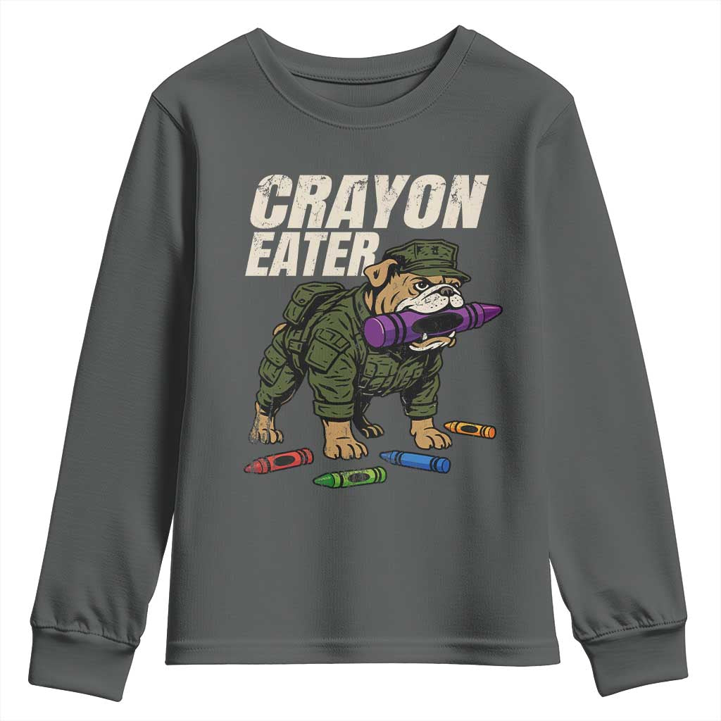 Crayon Eater Youth Sweatshirt Funny Bulldog Military Corps Proud Soldier Family - Wonder Print Shop