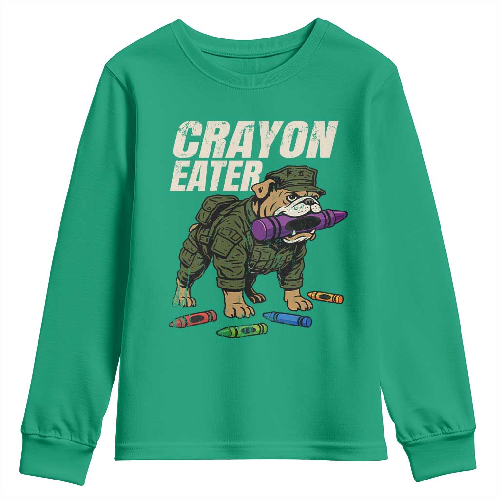 Crayon Eater Youth Sweatshirt Funny Bulldog Military Corps Proud Soldier Family - Wonder Print Shop