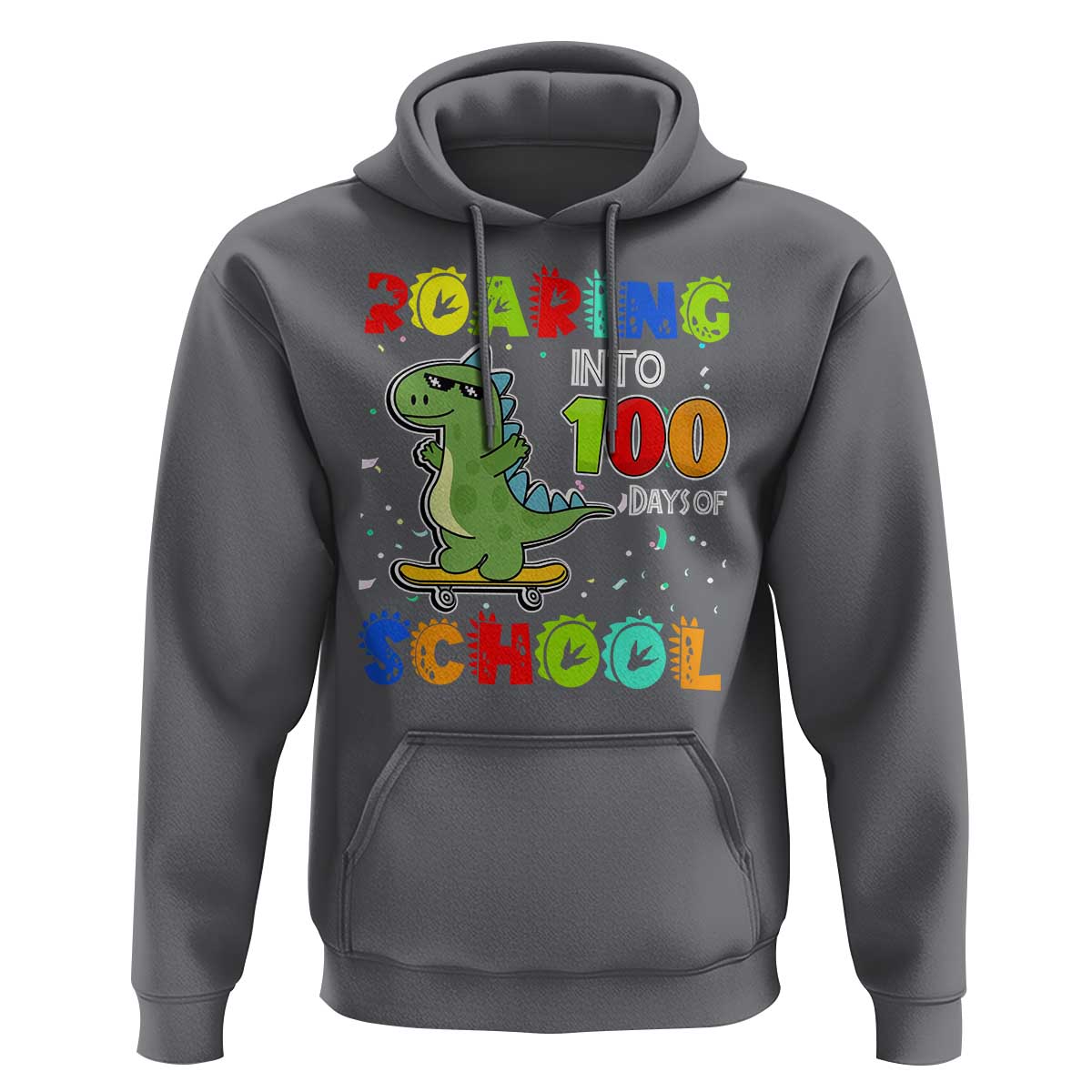 100 Days Of School Dinosaur Hoodie Trex Dino Skateboard Skateboarding Boys Roaring Into 100th Day
