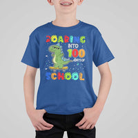 100 Days Of School Dinosaur T Shirt For Kid Trex Dino Skateboard Skateboarding Boys Roaring Into 100th Day - Wonder Print Shop