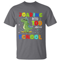 100 Days Of School Dinosaur T Shirt Trex Dino Skateboard Skateboarding Boys Roaring Into 100th Day - Wonder Print Shop