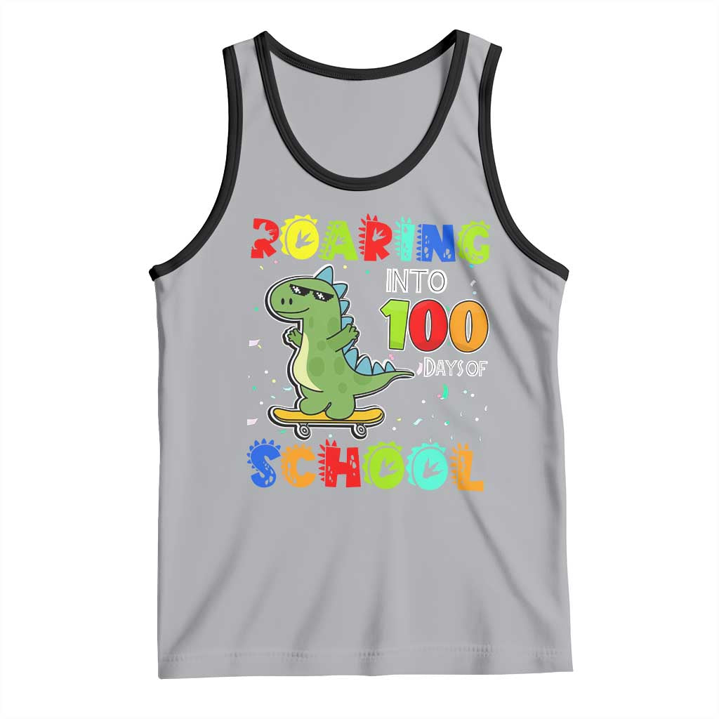 100 Days Of School Dinosaur Tank Top Trex Dino Skateboard Skateboarding Boys Roaring Into 100th Day