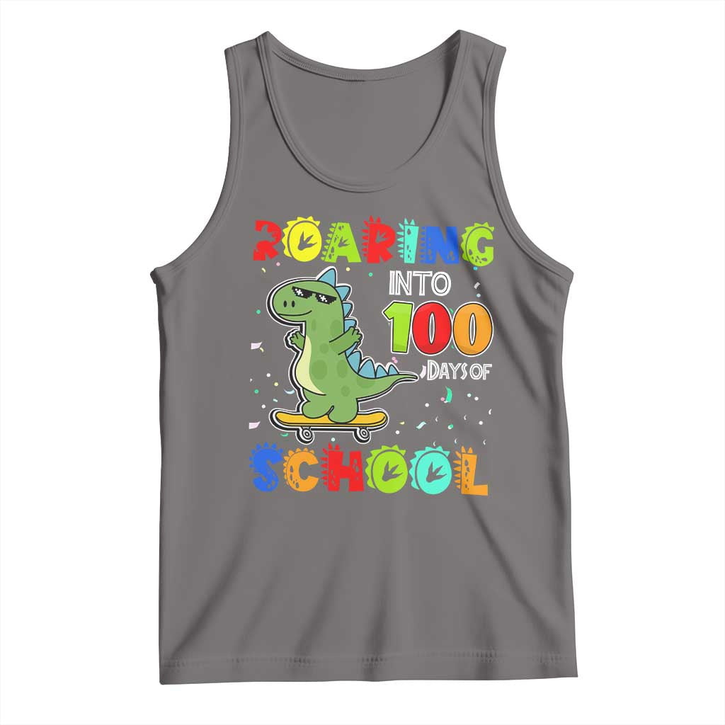 100 Days Of School Dinosaur Tank Top Trex Dino Skateboard Skateboarding Boys Roaring Into 100th Day