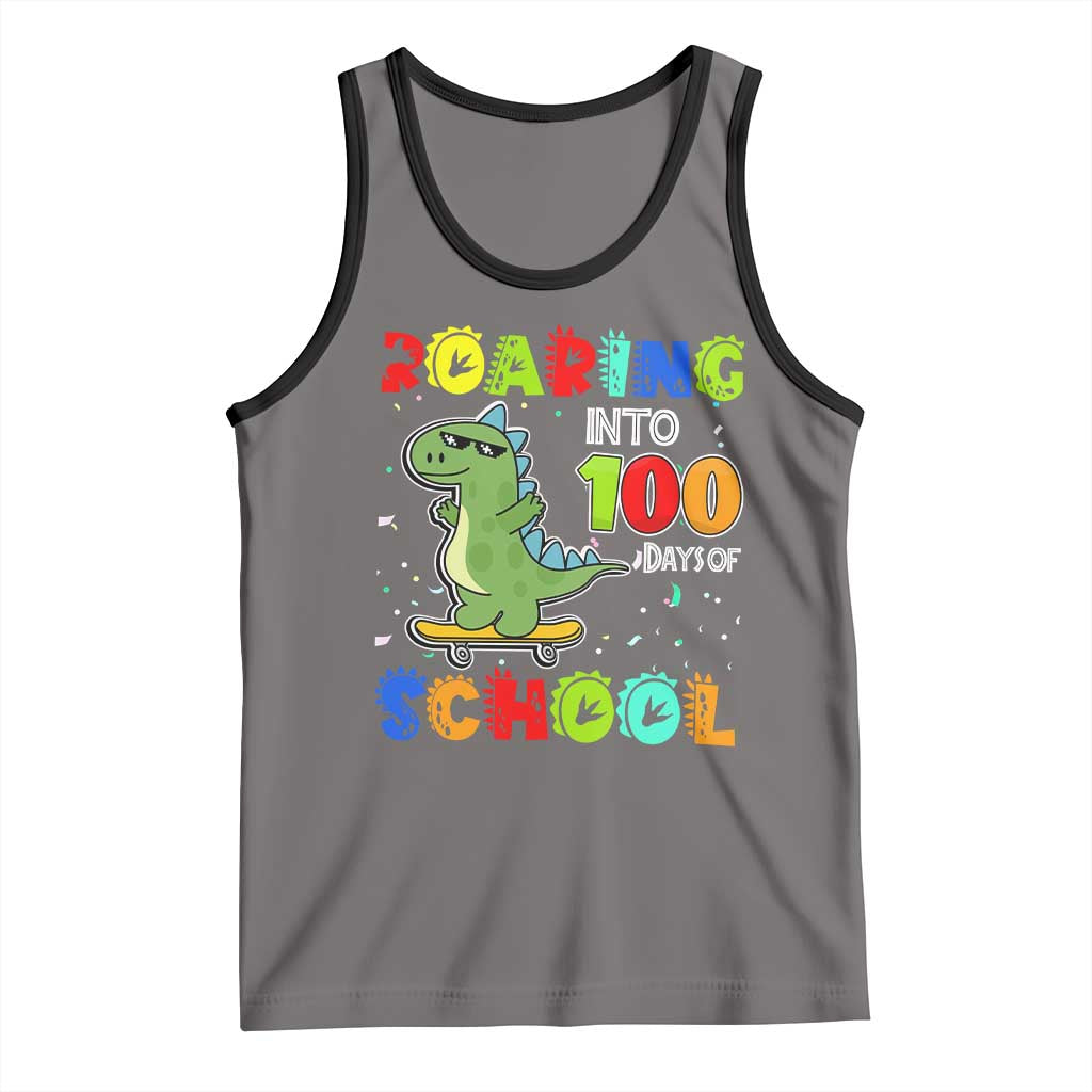100 Days Of School Dinosaur Tank Top Trex Dino Skateboard Skateboarding Boys Roaring Into 100th Day