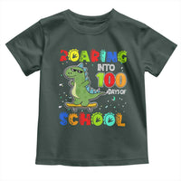 100 Days Of School Dinosaur Toddler T Shirt Trex Dino Skateboard Skateboarding Boys Roaring Into 100th Day