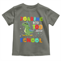 100 Days Of School Dinosaur Toddler T Shirt Trex Dino Skateboard Skateboarding Boys Roaring Into 100th Day