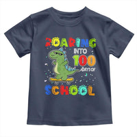 100 Days Of School Dinosaur Toddler T Shirt Trex Dino Skateboard Skateboarding Boys Roaring Into 100th Day