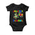 Funny Dinosaur Trex Roaring Into 100 Days Of School Baby Onesie