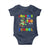 Funny Dinosaur Trex Roaring Into 100 Days Of School Baby Onesie