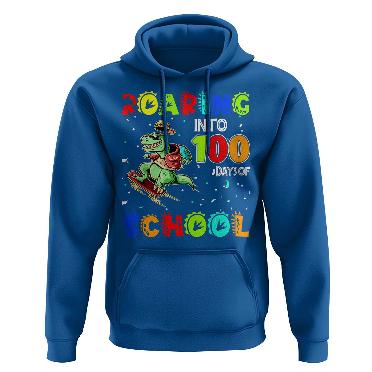 Funny Dinosaur Trex Roaring Into 100 Days Of School Hoodie