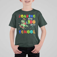 Funny Dinosaur Trex Roaring Into 100 Days Of School T Shirt For Kid - Wonder Print Shop