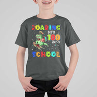 Funny Dinosaur Trex Roaring Into 100 Days Of School T Shirt For Kid - Wonder Print Shop