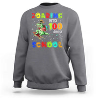 Funny Dinosaur Trex Roaring Into 100 Days Of School Sweatshirt - Wonder Print Shop
