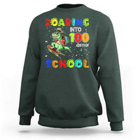 Funny Dinosaur Trex Roaring Into 100 Days Of School Sweatshirt - Wonder Print Shop