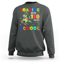 Funny Dinosaur Trex Roaring Into 100 Days Of School Sweatshirt - Wonder Print Shop