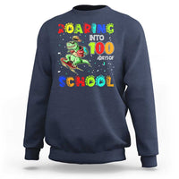 Funny Dinosaur Trex Roaring Into 100 Days Of School Sweatshirt - Wonder Print Shop