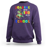 Funny Dinosaur Trex Roaring Into 100 Days Of School Sweatshirt - Wonder Print Shop