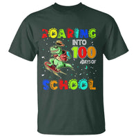 Funny Dinosaur Trex Roaring Into 100 Days Of School T Shirt - Wonder Print Shop