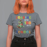 Funny Dinosaur Trex Roaring Into 100 Days Of School T Shirt For Women - Wonder Print Shop