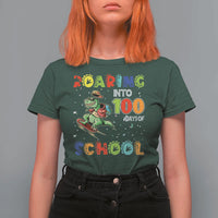 Funny Dinosaur Trex Roaring Into 100 Days Of School T Shirt For Women - Wonder Print Shop