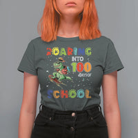Funny Dinosaur Trex Roaring Into 100 Days Of School T Shirt For Women - Wonder Print Shop