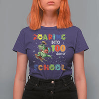 Funny Dinosaur Trex Roaring Into 100 Days Of School T Shirt For Women - Wonder Print Shop