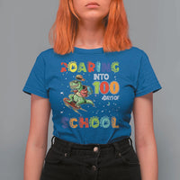 Funny Dinosaur Trex Roaring Into 100 Days Of School T Shirt For Women - Wonder Print Shop