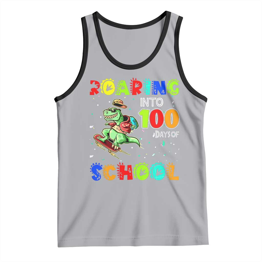 Funny Dinosaur Trex Roaring Into 100 Days Of School Tank Top
