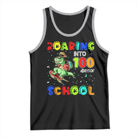 Funny Dinosaur Trex Roaring Into 100 Days Of School Tank Top