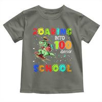 Funny Dinosaur Trex Roaring Into 100 Days Of School Toddler T Shirt