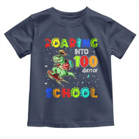 Funny Dinosaur Trex Roaring Into 100 Days Of School Toddler T Shirt