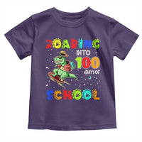 Funny Dinosaur Trex Roaring Into 100 Days Of School Toddler T Shirt