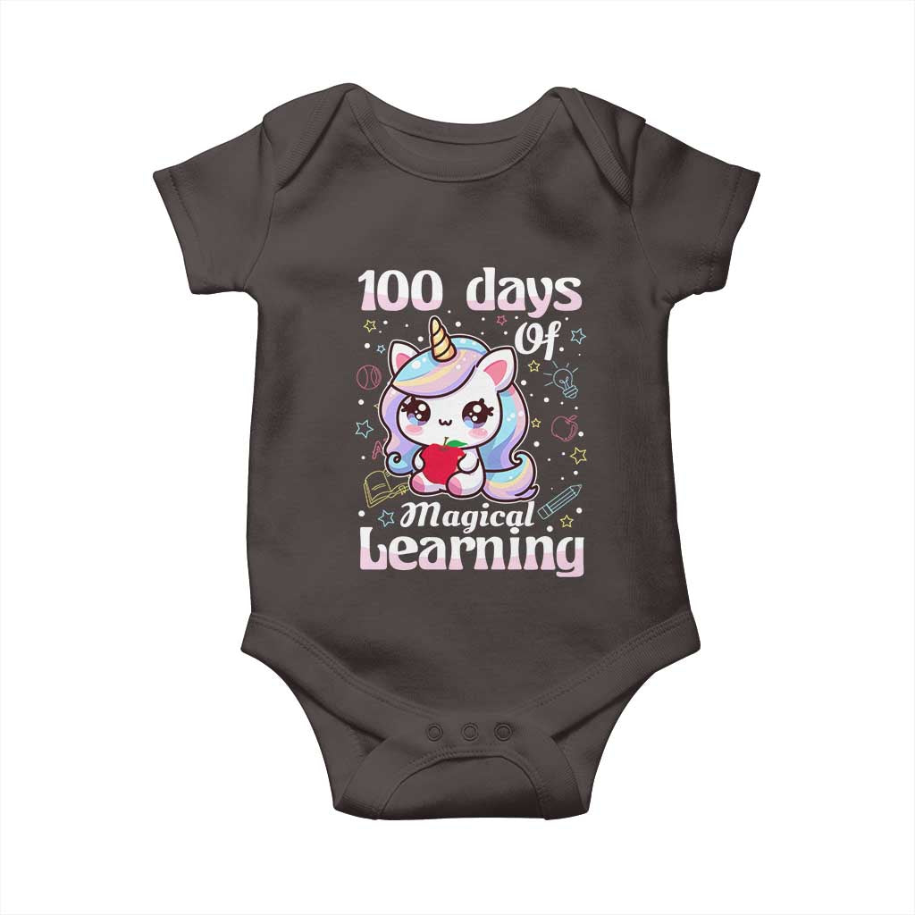 100th Day Of School Unicorn Girls Baby Onesie Magical Learning