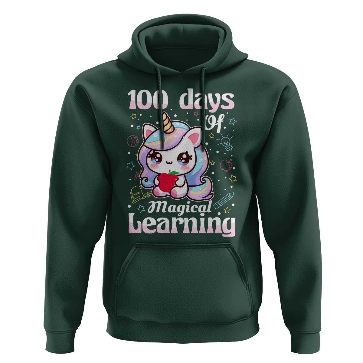100th Day Of School Unicorn Girls Hoodie