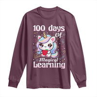 100th Day Of School Unicorn Girls Long Sleeve Shirt Magical Learning