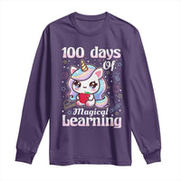 100th Day Of School Unicorn Girls Long Sleeve Shirt Magical Learning