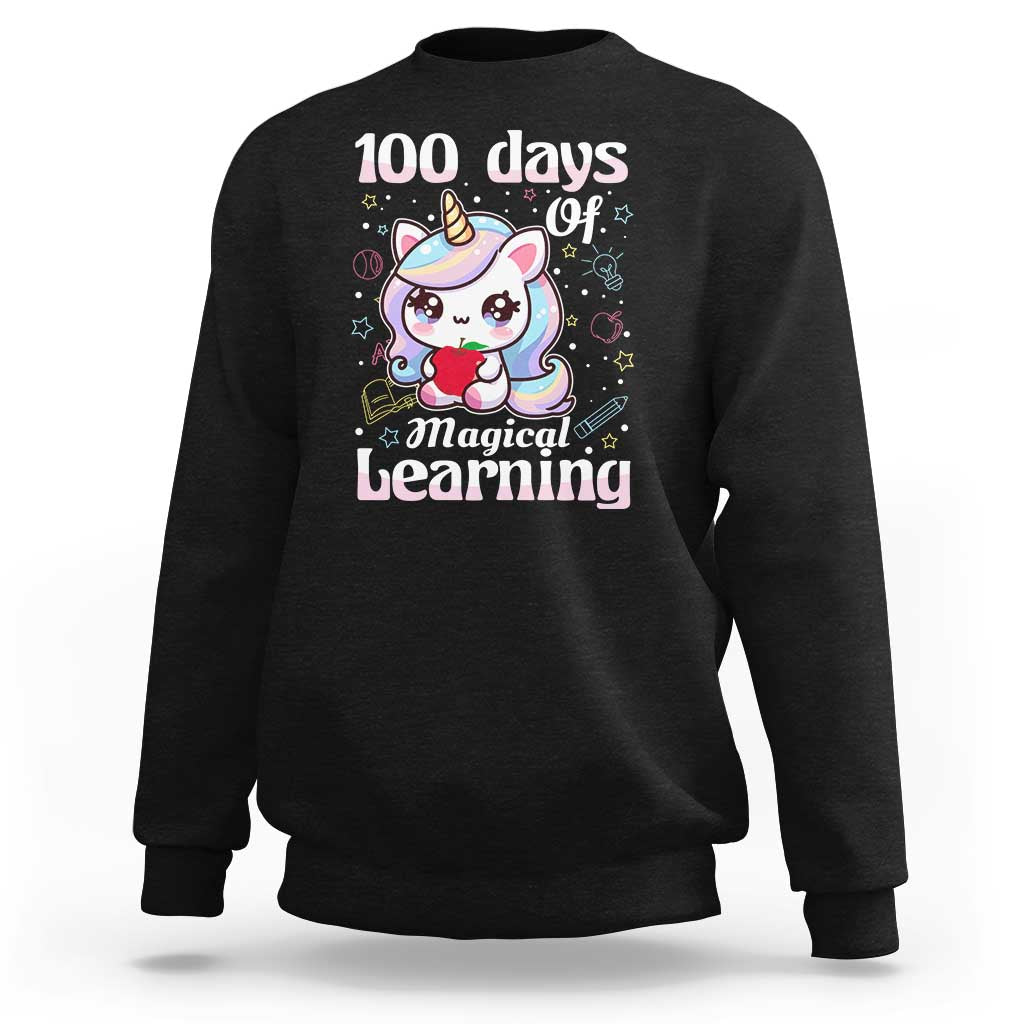 100th Day Of School Unicorn Girls Sweatshirt