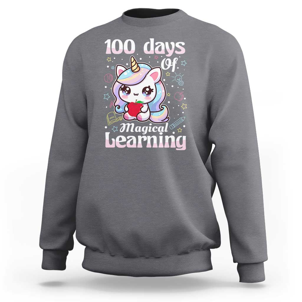 100th Day Of School Unicorn Girls Sweatshirt