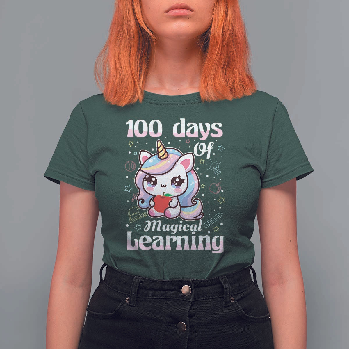 100th Day Of School Unicorn Girls T Shirt For Women