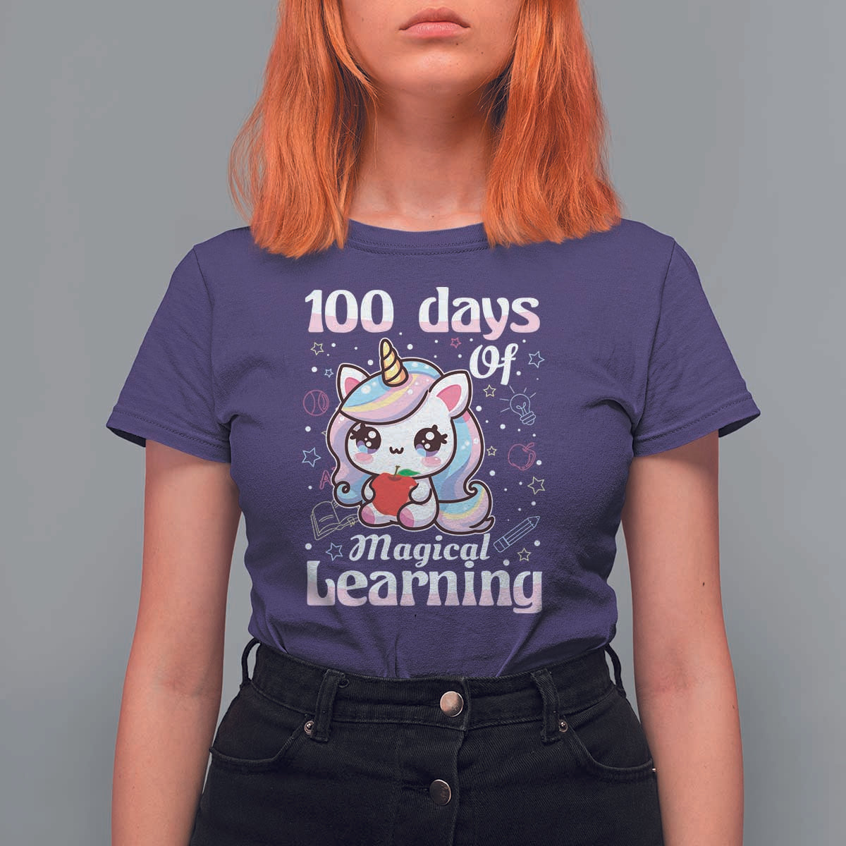100th Day Of School Unicorn Girls T Shirt For Women