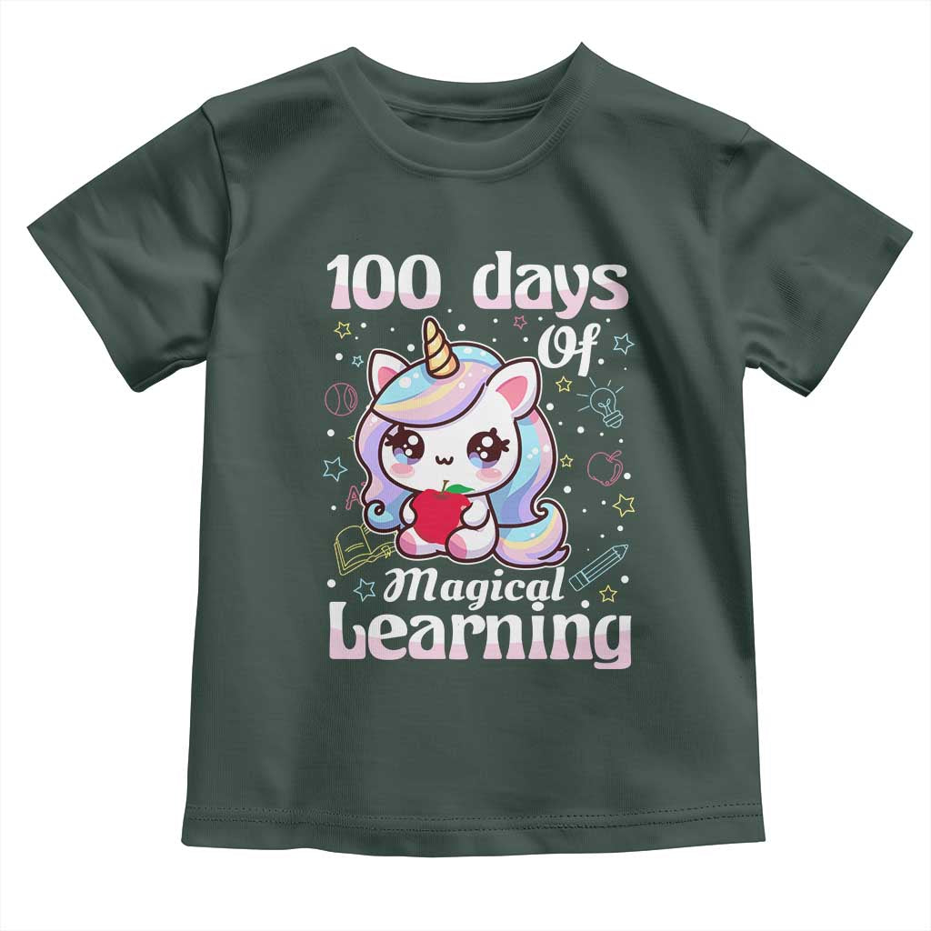 100th Day Of School Unicorn Girls Toddler T Shirt Magical Learning
