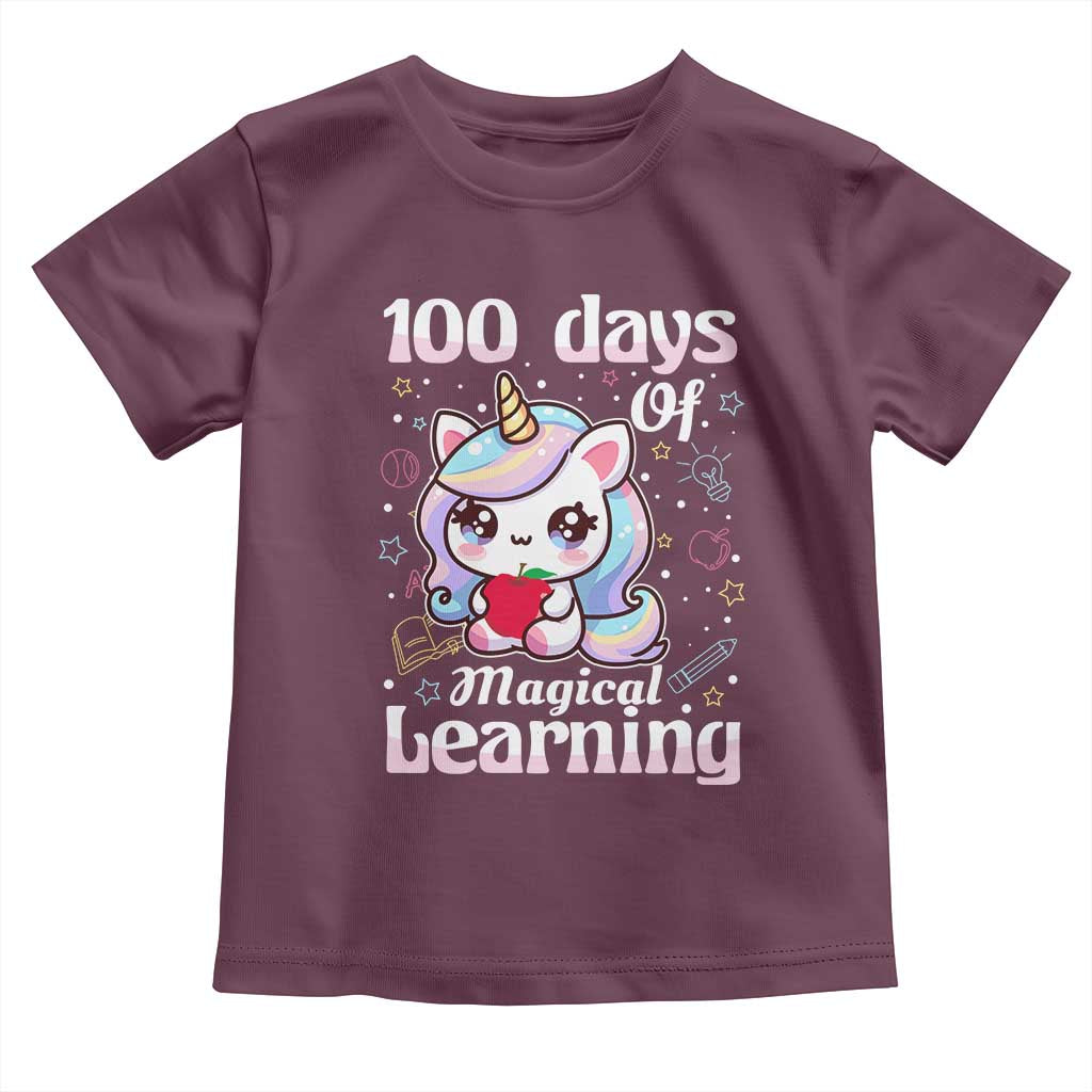 100th Day Of School Unicorn Girls Toddler T Shirt Magical Learning