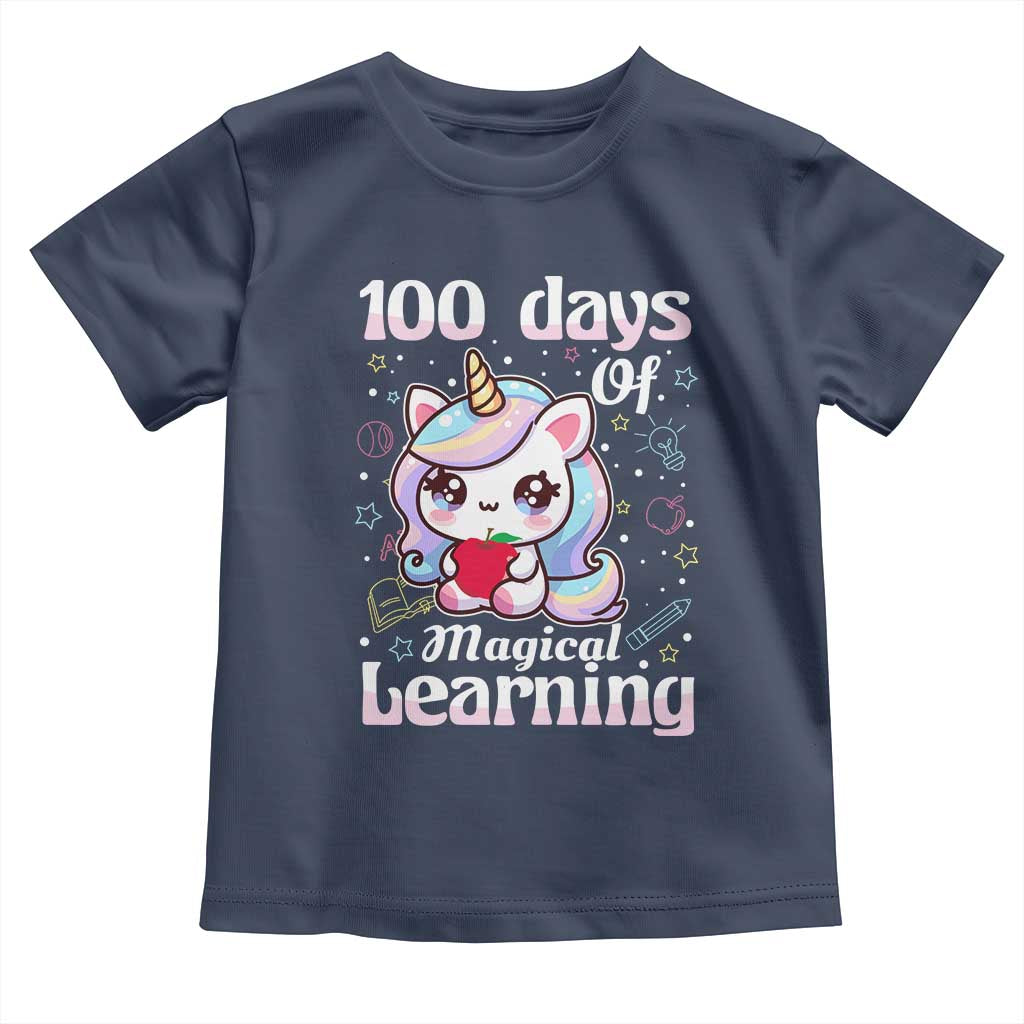 100th Day Of School Unicorn Girls Toddler T Shirt Magical Learning