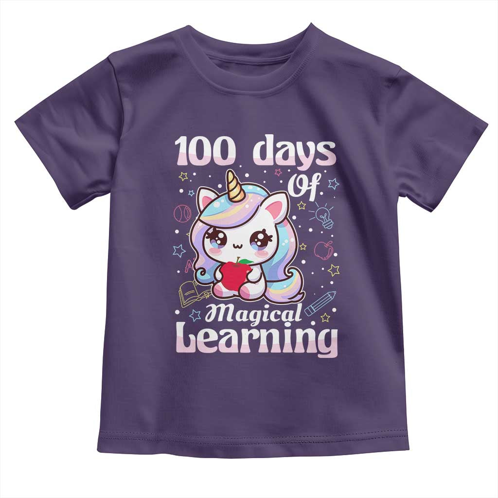 100th Day Of School Unicorn Girls Toddler T Shirt Magical Learning